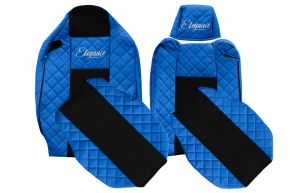 Housses de siège sur mesure ELEGANCE Q pour RENAULT T (01.2014-04.2021) - appuie-tête conducteur réglable - bleues