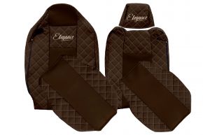 Housses de siège sur mesure ELEGANCE Q pour RENAULT T (01.2014-04.2021) - appuie-tête conducteur réglable - marron