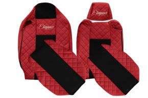 Housses de siège sur mesure ELEGANCE Q pour RENAULT T (01.2014-04.2021) - appuie-tête conducteur réglable - rouges
