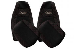 Housses de siège sur mesure ELEGANCE Q pour SCANIA S NEXTGEN (à partir de 01.2017) - sièges standard - noir et rouge