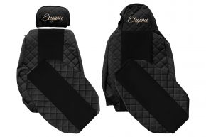 Housses de siège sur mesure ELEGANCE Q pour SCANIA R (01.2011-12.2016) - STREAMLINE, appuie-têtes différents - noires