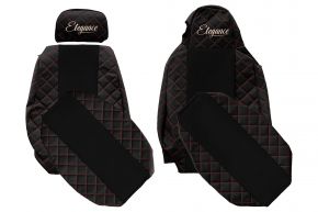 Housses de siège sur mesure ELEGANCE Q pour SCANIA R (01.2011-12.2016) - STREAMLINE, appuie-têtes différents - noir et rouge