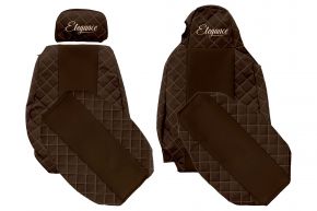 Housses de siège sur mesure ELEGANCE Q pour SCANIA R (01.2011-12.2016) - STREAMLINE, appuie-têtes différents - marron