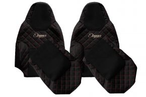 Housses de siège sur mesure ELEGANCE Q pour MAN TGL (à partir de 03.2021) - ceinture au siège conducteur - noir et rouge