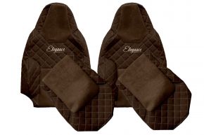 Housses de siège sur mesure ELEGANCE Q pour MAN TGL (à partir de 03.2021) - ceintures aux deux sièges - marron