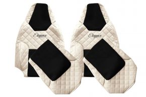 Housses de siège sur mesure ELEGANCE Q pour MAN TGL (à partir de 03.2021) - ceintures aux deux sièges - beige clair