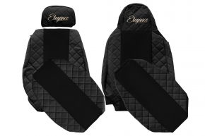 Housses de siège sur mesure ELEGANCE Q pour SCANIA S NEXTGEN (à partir de 01.2017) - siège passager rabattable - noires