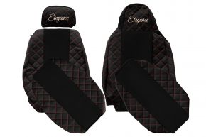 Housses de siège sur mesure ELEGANCE Q pour SCANIA S NEXTGEN (à partir de 01.2017) - siège passager rabattable - noir et rouge