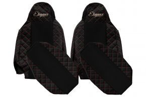 Housses de siège sur mesure ELEGANCE Q pour SCANIA S NEXTGEN (à partir de 01.2017) - appuie-têtes étroits - noir et rouge