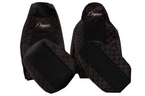 Housses de siège sur mesure ELEGANCE Q pour SCANIA G NEXTGEN (à partir de 01.2017) - appuie-tête conducteur étroit - noir et rouge
