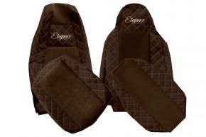 Housses de siège sur mesure ELEGANCE Q pour SCANIA G NEXTGEN (à partir de 01.2017) - appuie-tête conducteur étroit - marron