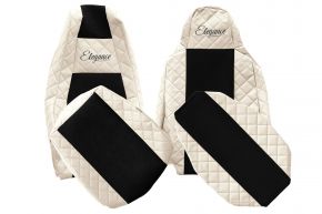 Housses de siège sur mesure ELEGANCE Q pour SCANIA G NEXTGEN (à partir de 01.2017) - appuie-tête conducteur étroit - beige clair