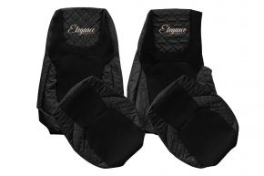Housses de siège sur mesure ELEGANCE Q pour DAF XG+ (à partir de 10.2021) - siège passager sans tablette - noires