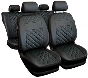 Set de housses universelles Perfect Line noires en éco-cuir avec coutures vertes – compatible avec VOLKSWAGEN AMAROK