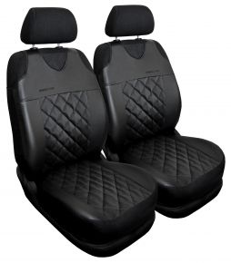 Set de 2 housses universelles noires en éco-cuir matelassé Perfect Line+ pour sièges avant – compatible avec FORD TRANSIT