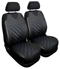 Set de 2 housses universelles bleues en éco-cuir matelassé Perfect Line+ pour sièges avant – compatible avec VOLVO V70