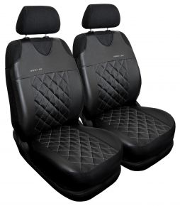 Set de 2 housses universelles argentées en éco-cuir matelassé Perfect Line+ pour sièges avant – compatible avec ROVER 45