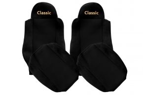 Housses de siège sur mesure CLASSIC pour MAN TGM (01.2005-12.2012) - ceinture passager hors du siège - noires