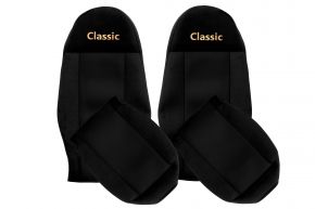Housses de siège sur mesure CLASSIC pour VOLVO FL (01.2002-12.2012) - ceintures fixées aux sièges - noires