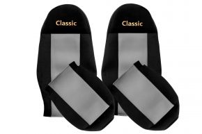 Housses de siège sur mesure CLASSIC pour VOLVO FL (01.2002-12.2012) - ceintures fixées aux sièges - grises