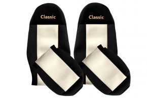 Housses de siège sur mesure CLASSIC pour VOLVO FL (01.2002-12.2012) - ceintures hors des sièges - beige clair