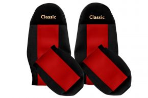 Housses de siège sur mesure CLASSIC pour VOLVO FH 3 (01.2009-12.2012) - ceintures hors des sièges - rouges