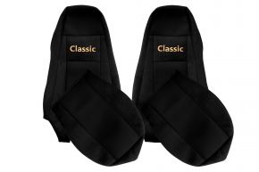 Housses de siège sur mesure CLASSIC pour SCANIA P (01.2005-12.2016) - appuie-tête intégrés - noires