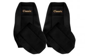 Housses de siège sur mesure CLASSIC pour RENAULT MAGNUM MILLENIUM (01.2002-12.2007) - appuie-tête intégrés - noires