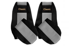 Housses de siège sur mesure CLASSIC pour RENAULT MAGNUM MILLENIUM (01.2002-12.2007) - appuie-tête intégrés - grises