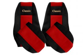 Housses de siège sur mesure CLASSIC pour RENAULT MAGNUM MILLENIUM (01.2002-12.2007) - appuie-tête intégrés - rouges