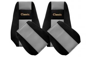 Housses de siège sur mesure CLASSIC pour RENAULT MAGNUM NEW SIZE (01.2008-12.2013) - appuie-tête intégrés - grises