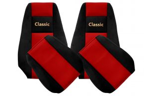 Housses de siège sur mesure CLASSIC pour RENAULT MAGNUM NEW SIZE (01.2008-12.2013) - appuie-tête intégrés - rouges