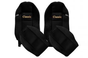 Housses de siège sur mesure CLASSIC pour MERCEDES ACTROS MP 2 (01.2003-12.2006) - appuie-tête intégrés - noires