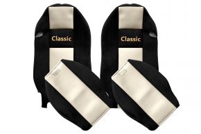 Housses de siège sur mesure CLASSIC pour MERCEDES ACTROS MP 2 (01.2003-12.2006) - appuie-tête intégrés - beige clair