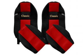 Housses de siège sur mesure CLASSIC pour MERCEDES ACTROS MP 2 (01.2003-12.2006) - appuie-tête intégrés - rouges