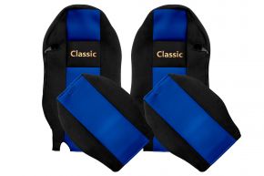 Housses de siège sur mesure CLASSIC pour MERCEDES ACTROS MP 3 (01.2007-12.2010) - appuie-tête intégrés - bleues