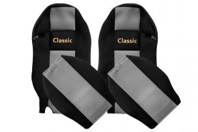 Housses de siège sur mesure CLASSIC pour MERCEDES ACTROS MP 3 (01.2007-12.2010) - appuie-tête intégrés - grises