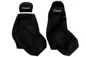 Housses de siège sur mesure CLASSIC pour MERCEDES ACTROS MP 1 (01.1996-12.2002) - cabine MEGA SPACE - noires