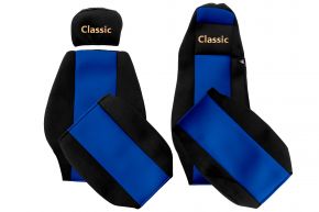 Housses de siège sur mesure CLASSIC pour MERCEDES ACTROS MP 1 (01.1996-12.2002) - cabine MEGA SPACE - bleues