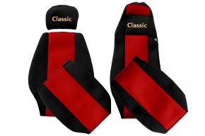 Housses de siège sur mesure CLASSIC pour MERCEDES ACTROS MP 1 (01.1996-12.2002) - cabine MEGA SPACE - rouges