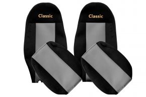 Housses de siège sur mesure CLASSIC pour VOLVO FH 3 (01.2009-12.2012) - appuie-tête intégrés - grises