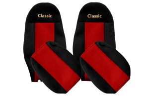 Housses de siège sur mesure CLASSIC pour VOLVO FH 3 (01.2009-12.2012) - appuie-tête intégrés - rouges