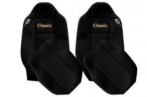 Housses de siège sur mesure CLASSIC pour RENAULT T (01.2014-04.2021) - appuie-tête intégrés - noires