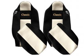 Housses de siège sur mesure CLASSIC pour RENAULT T (01.2014-04.2021) - appuie-tête intégrés - beige clair