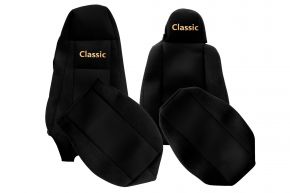 Housses de siège sur mesure CLASSIC pour SCANIA G (01.2013-12.2016) - siège conducteur avec microphone - noires