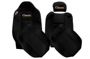 Housses de siège sur mesure CLASSIC pour RENAULT T (01.2014-04.2021) - siège passager sans accoudoirs - noires