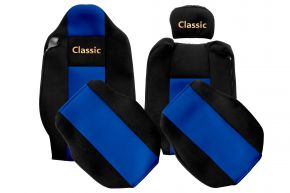 Housses de siège sur mesure CLASSIC pour RENAULT T (01.2014-04.2021) - siège passager sans accoudoirs - bleues