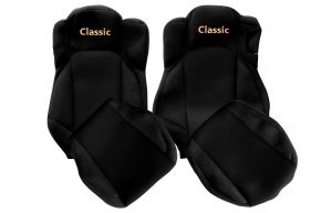 Housses de siège sur mesure CLASSIC pour MERCEDES ACTROS MP 5 (dès 01.2019) - siège passager rabattable - noires