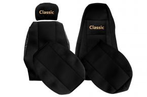 Housses de siège sur mesure CLASSIC pour SCANIA R NEXTGEN (dès 01.2017) - appuie-tête passager réglable - noires