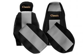 Housses de siège sur mesure CLASSIC pour SCANIA R NEXTGEN (dès 01.2017) - appuie-tête passager réglable - grises